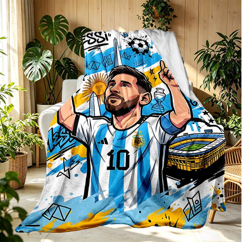 football player Pattern Blanket for Home Decoration, Bed, Sofa, Car Travel, Camping, Suitable for All Seasons, Birthday Christmas Gift