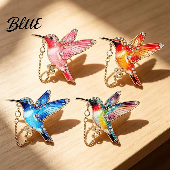 Sweater Brooch Pin Rhinestone Hummingbird Pin Oil Dripping Bird Lapel Jackets Decorative Badge Cardigan Coat Suits Accessories Jewelry Gift