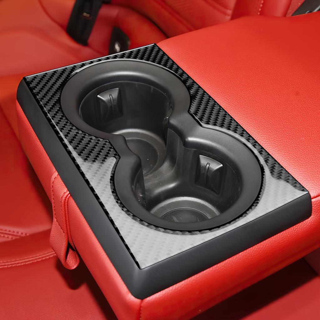 For Alfa Romeo Giulia 2015-2025 Rear Center Console Water Cup Holder Frame Cover Carbon Fiber Sticker Car Interior Accessories