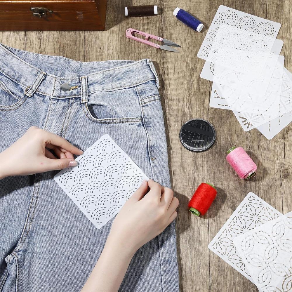 30 ks Plastická šablona Sashiko Geometrický vzor Sashiko Šablona pro kreslení čar Šablona na prošívání Vzory pro vyšívání Stabilizátory