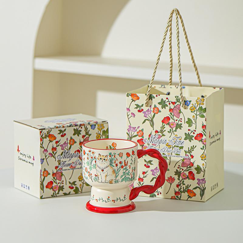 Creative Floral Ceramic Mug for Women with Exquisite and Beautiful Birthday Gifts for Best Friend Coffee Cup Drinking Water Cup