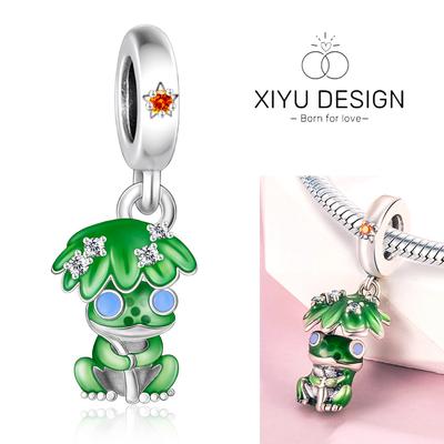 Copper Craft Cute Frog Umbrella Pendant Charms Beads Fit Ideal For The 'S Handmade Bracelet Women Jewelry Girlfriend Gifts