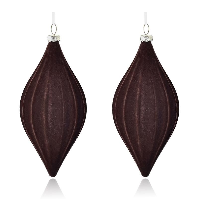 Velvet Flocked Plastic Cone Ornaments - Christmas Tree Decorations For Store Displays