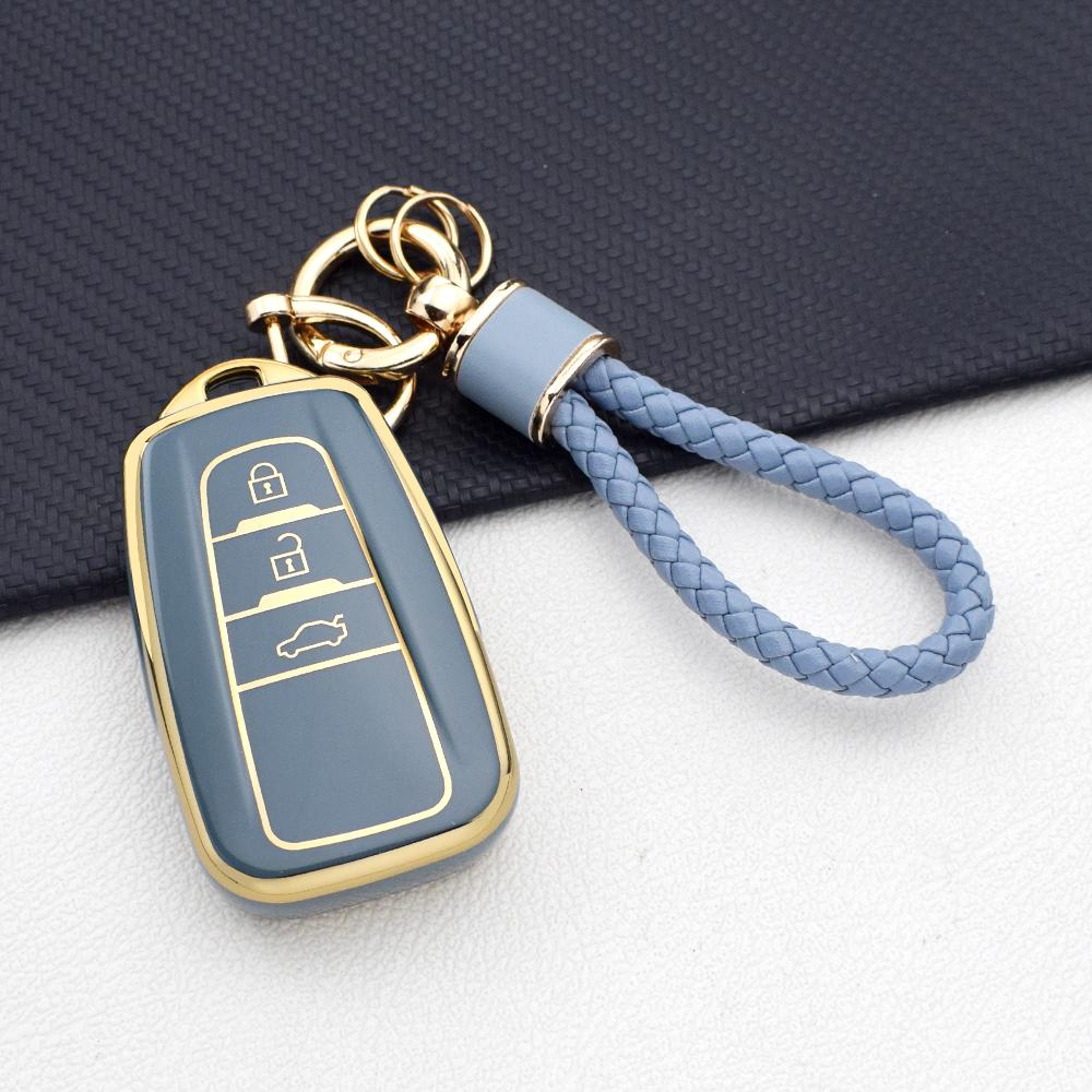 3 Buttons Tpu Anti-Scratch Car Key Case Cover For Toyota Camry Chr Corolla Rav4 Avalon Prado Prius - Key Chain Key Rings
