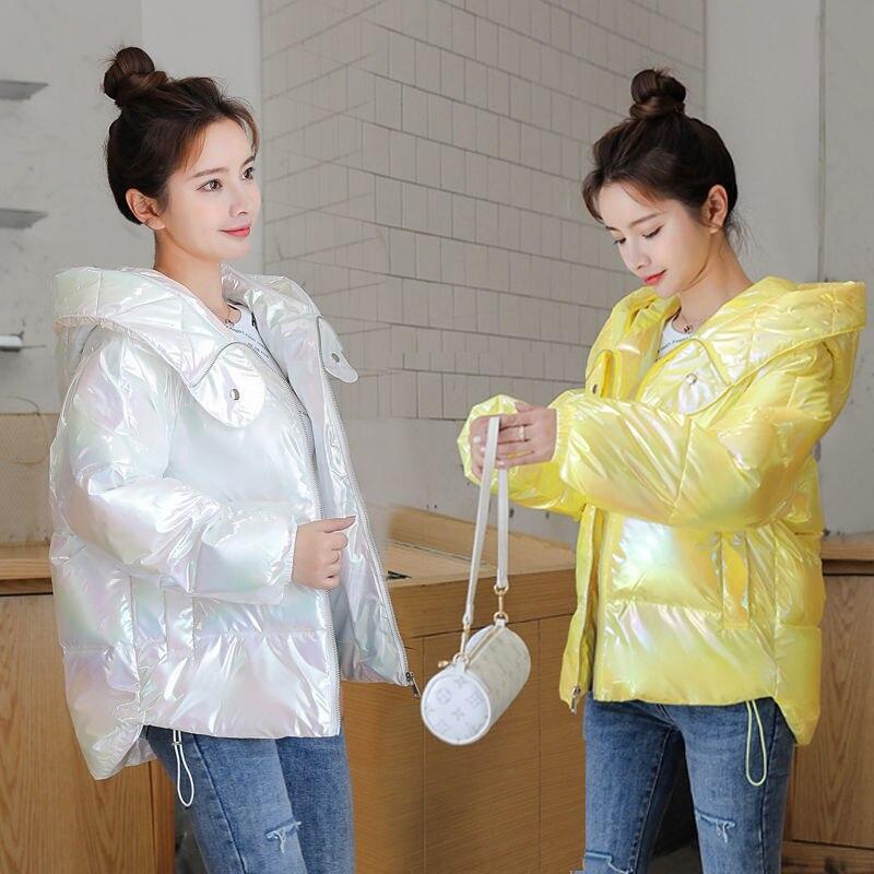 Neue Koreanische Lose Mode Helle Verdickte Unten Parka Rosa Gelb Weiß Brot Mantel Fledermaus Ärmeln Dicke Kleidung