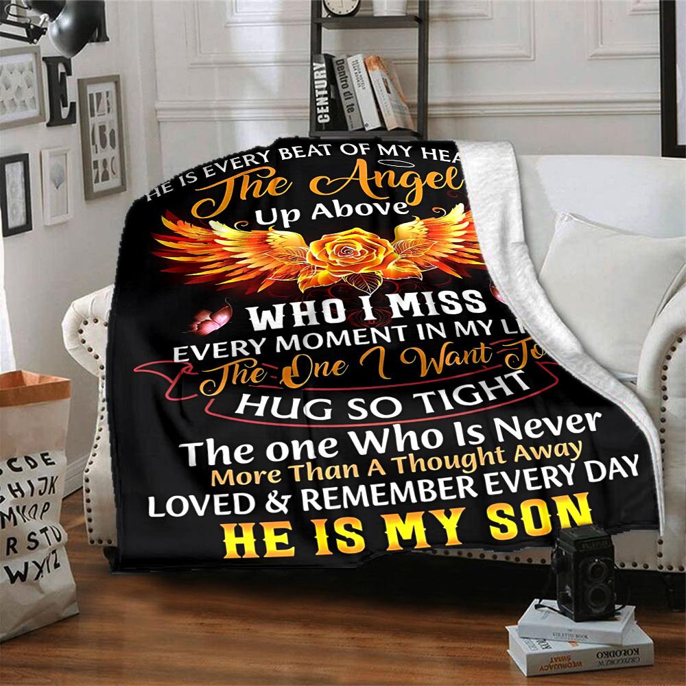 1PC Son Memorial Quote Blanket, Throw For Sofa, Bed, Travel, Printing Blanket With Soft And Warm Fabric Yy250918187