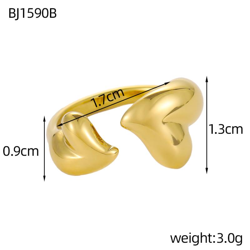 

CARLIDANA Non Tarnish Jewelry Gold Plated Stainless Steel Open Ring Waterproof Multilayer Hollow Out Geometric Women Ring resizable