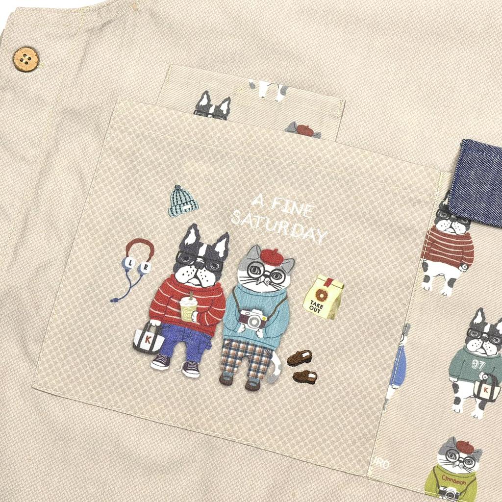 Animal Mode Side Open Apron 258517 Beige [Kusuguru Japan] M-L