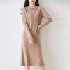 New dress women's autumn and winter long knee sweater skirt slim crew neck knitted bottoming skirt
