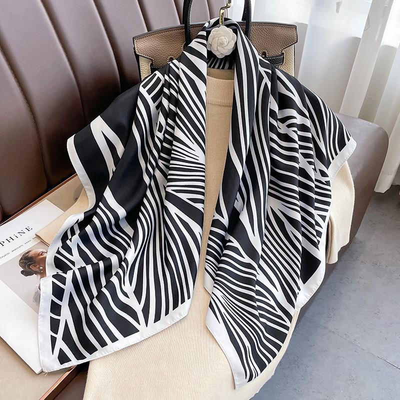 Spring and Autumn New Fashion 91 Square Scarf Women's Silk Scarf Foreign Style Shawl Neck Protection External Decorative Scarf Scarf