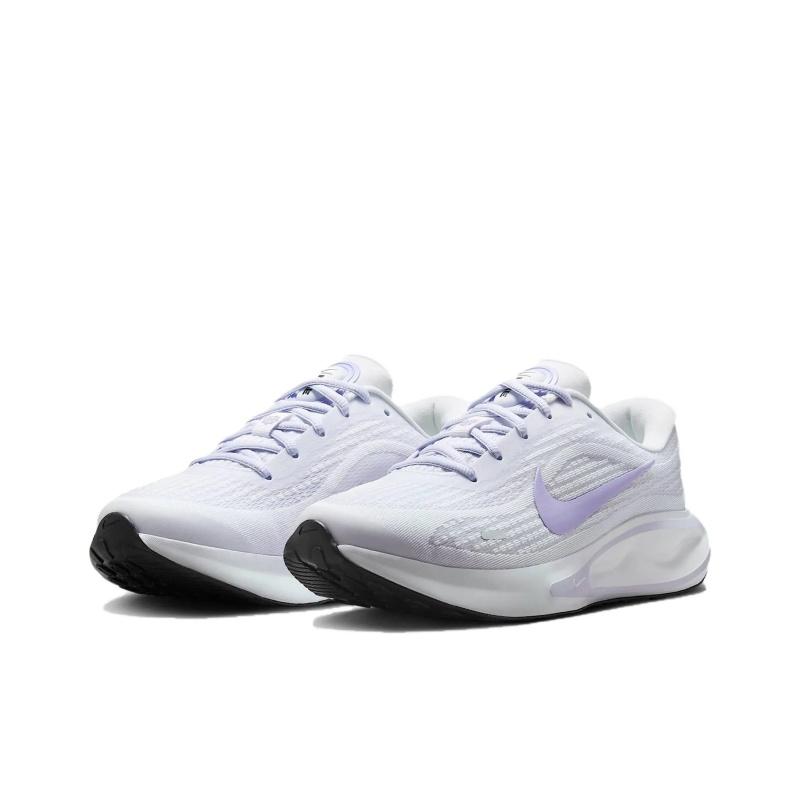 Nike Journey Run Slip Resistant And Breathable Low Top Kids Lifestyle Shoes White Purple Sneakers Fl7765-113