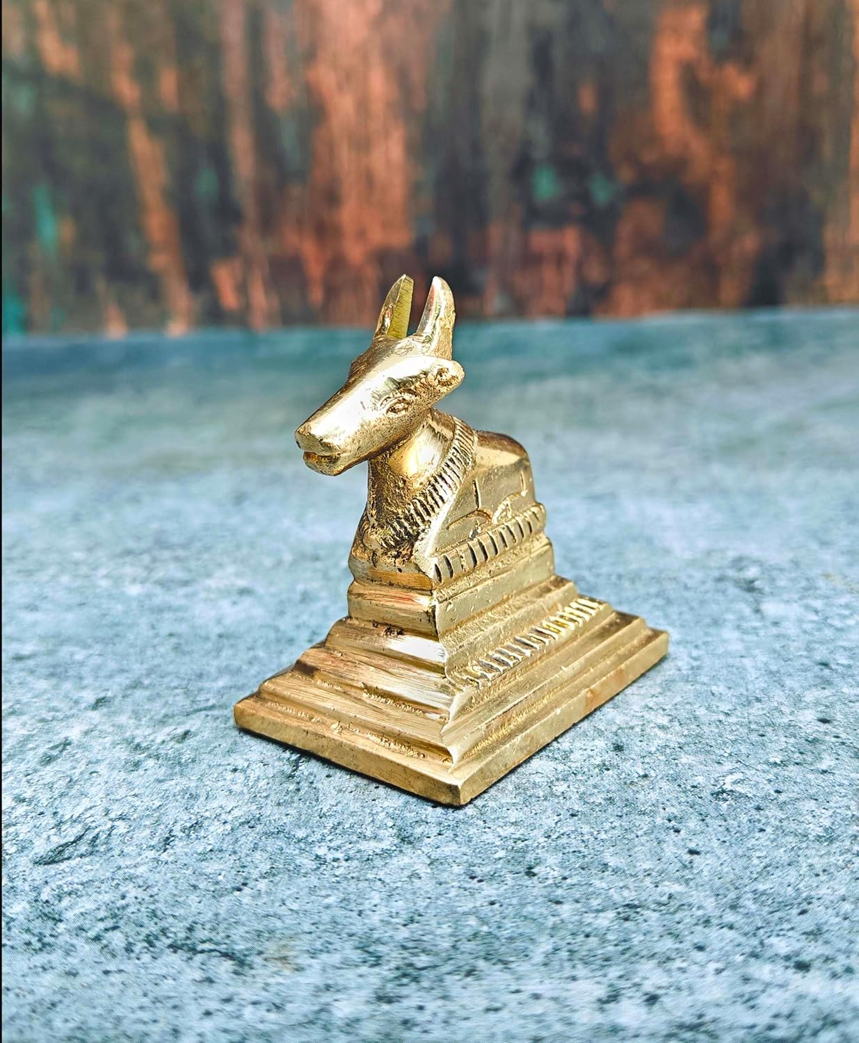 Small Brass Nandi Statue, Vastu Bull Murti For Pooja At Mandir Home - 6.5 Cm