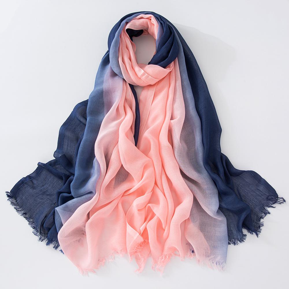 Oversize Ombre Print Scarf Cotton Viscose Soft Hijab New Brand Design Headscarf Turban Solid Color Fashion Women Wraps