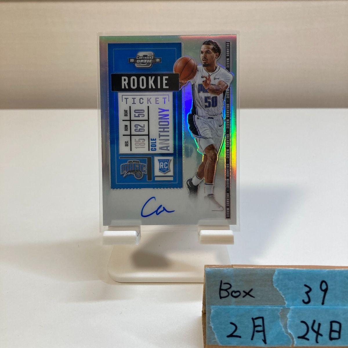 Used 2020-21 Panini Cole Anthony Autographed Card Orlando Magic Contenders Optic Basketball RC Rookie Rookie Card