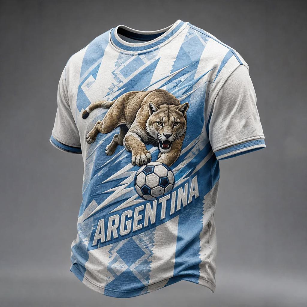 T-shirt casual a maniche corte con stampa di lettere da uomo Argentina