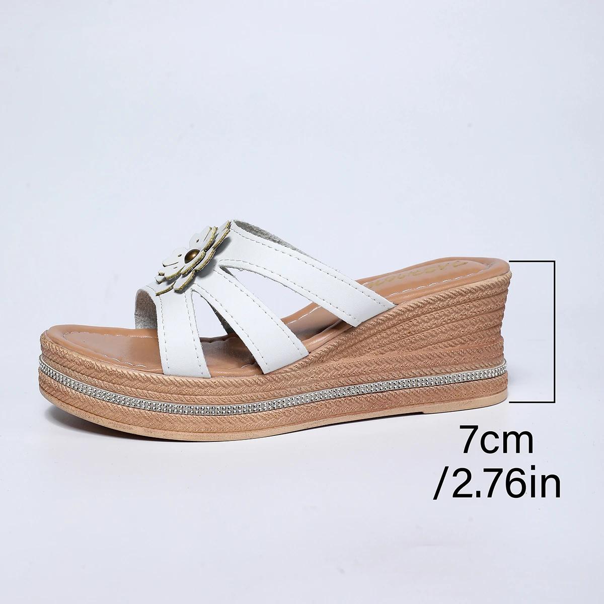 

Fashion Summer Flowers Decor Wedge Heel Sandals for Women Fashion Chunky Platform Slippers Woman Comfort Thick Sole Sandalias Mujer 2025 42