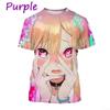 Summer Clothing Harajuku Anime Characters 3D Printed Round Neck Breathable Short Sleeved Casual Top for Men and Women