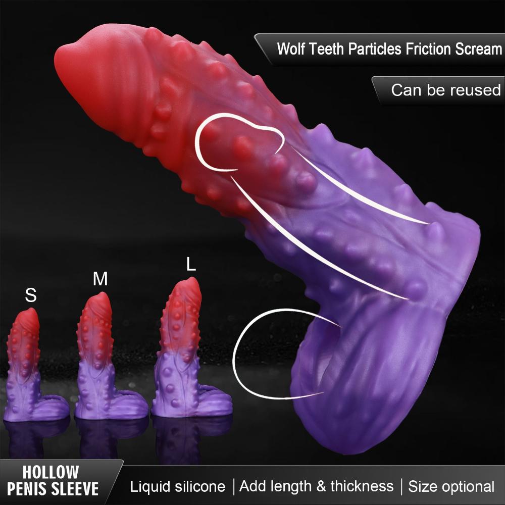 Îmbunătățitor Sexual Masculin - Mânecă Peniană din Silicon pentru Mărime Extra & Putere de Durată, Design Texturat Realist, Ușor de Curățat & Reutilizabil