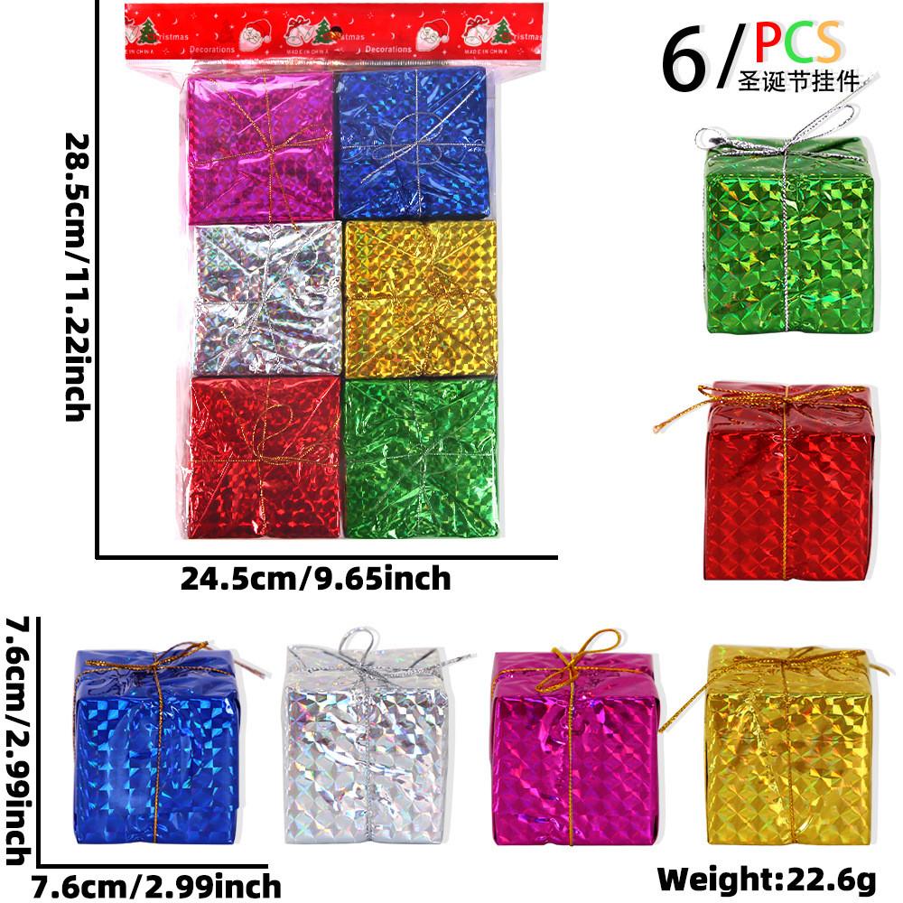 Festive Mini Laser Foam Gift Box Ornaments For Christmas Tree Holiday Decor In Assorted Styles