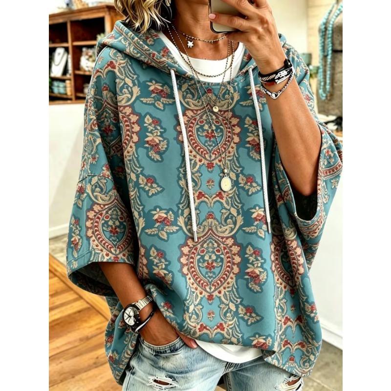 Damen Kapuzenpullover in Übergröße, Elegantes Bequemes Einfaches Muster Print, Modisch und Vielseitig