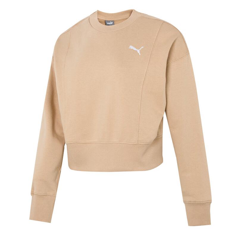 

Puma Her Crew Tr Solid Color Sports Casual Round Neck Pullover Long Sleeve Sweatshirt Women sweatshirt Brown 676652-89 L