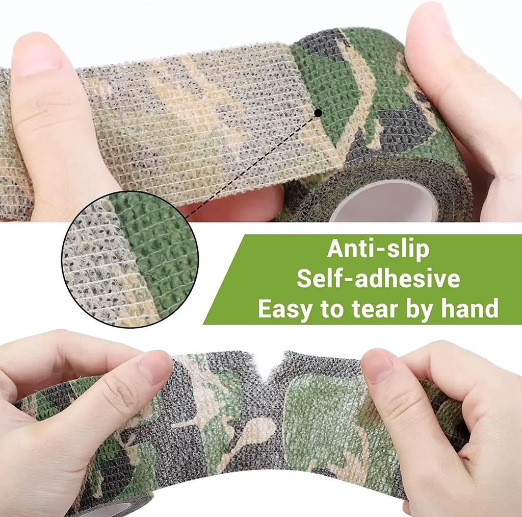 Self-Adhesive Protective Tape Wrap Tactical Camo Multi-Functional Non-Woven Fabric Stealth Tape Stretch Bandage Outdoor Hunting