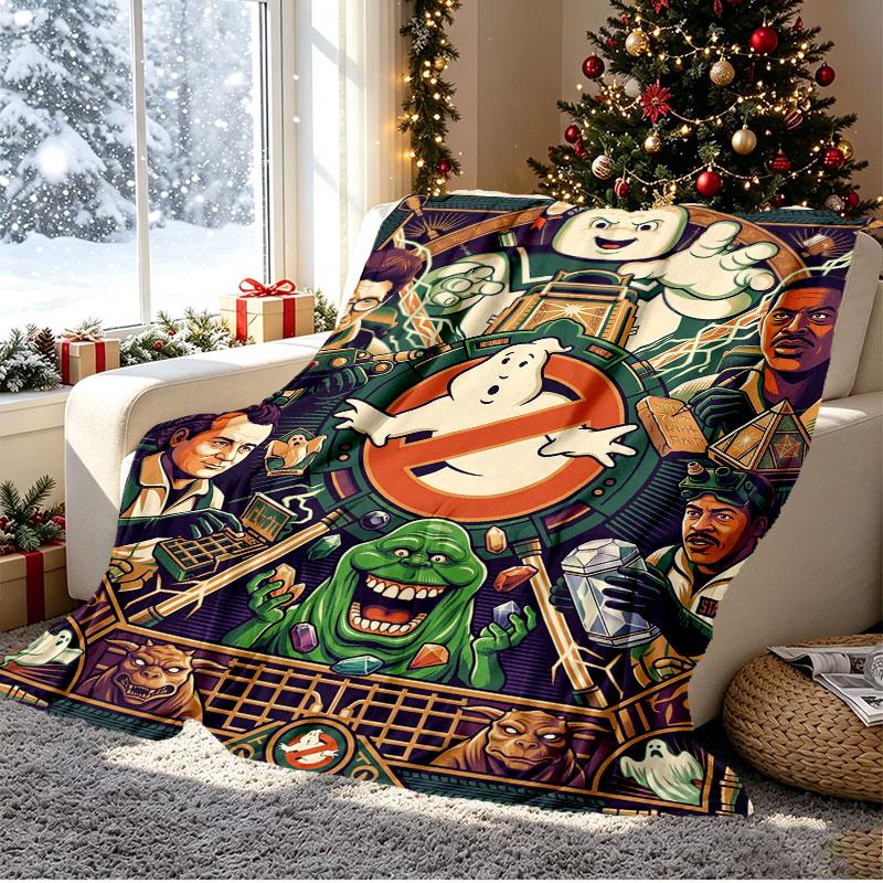 Ghostbusters Pattern Blanket for Home Decoration, Bed, Sofa, Car Travel, Camping, Suitable for All Seasons, Birthday Christmas Gift