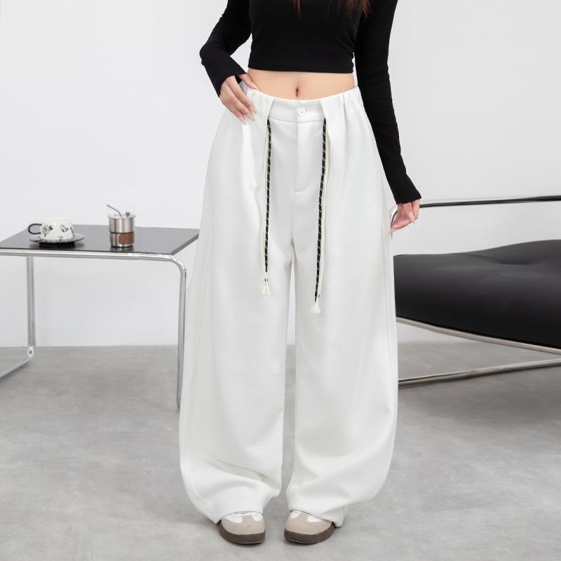 Wide-leg pants women's spring and autumn new high-waisted loose straight casual drape lazy wind scimitar sports pants