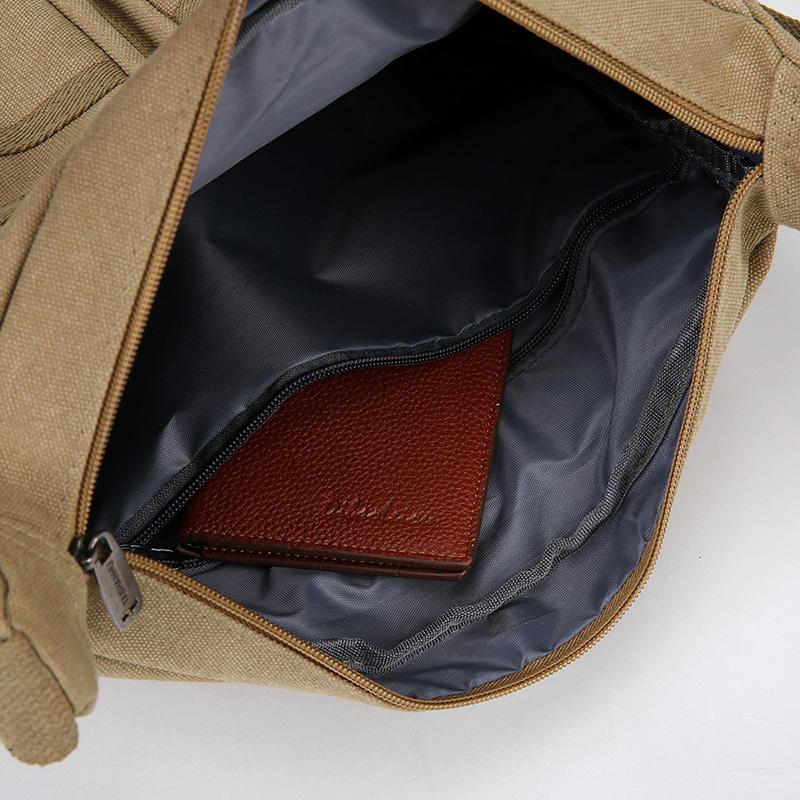 Men's Large Capacity Crossbody Bag Commuter Shoulder Bag Multi-Pocket Canvas Bag
