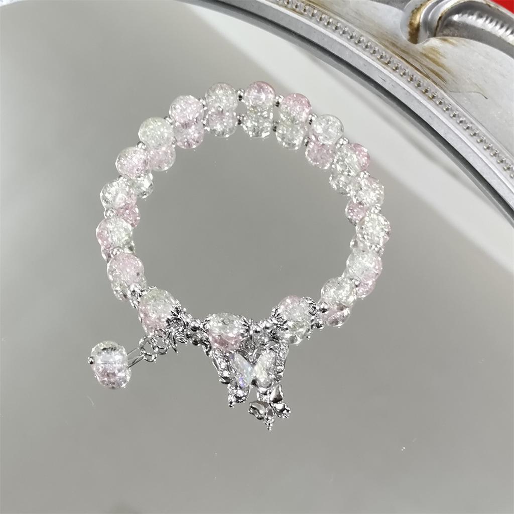 Hot Selling Butterfly Shape Ice Cracking Crystal Beaded Strand Hand Bracelets for Women Girls Student Low Price Jewelry YBR1171