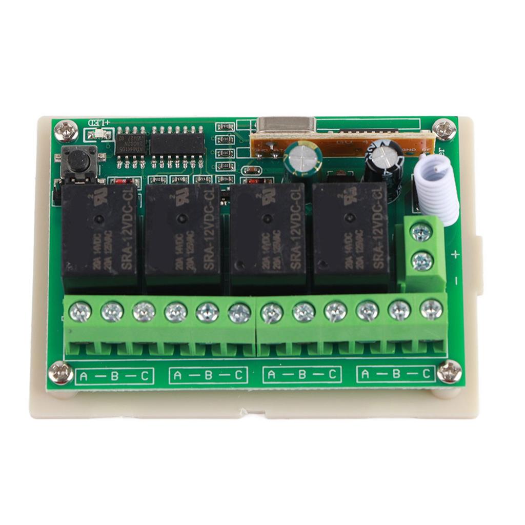 433MHz DC12V Relay 4CH Wireless Remote Control Switch with One Transmitter and One Receiver