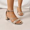 2025 Sommer Nye Høye Hæler Sandaler Mote Rund Tå Åpen Tå Damesko Nye Konsise Flettede Hæler Firkantet Hæl Sko