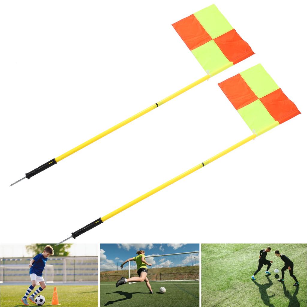 Corner Flags Set for Soccer Field with 4pcs Square Flags 4pcs 2 Section 1.5m Soccer Poles Soccer Equipment for Training Outdoor