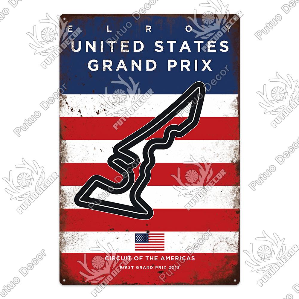 Putuo Decor Vintage Racing Track Metal Poster F Competition Tin Sign Plaque Iron Plate Bar Club Man Cave Home Wall Decoration