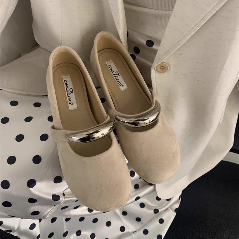 

Французские туфли высокого класса позднего вечера, легкий внутренний бриз, увеличивающий высоту, женские туфли-одиночки 2025 года, новые туфли-одиночки с металлической пряжкой, туфли Мэри Джейн 40 бежевый