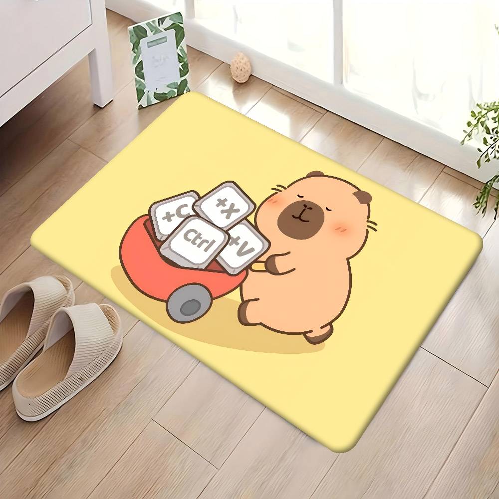 Cartoon Capybara Hippo Entrance Door Mat Nordic Style Bedroom Living Room Doormat Home Balcony Anti-Slip Modern Home Decor