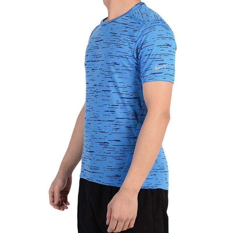 Nike Dri-Fit Breathable Round Neck Casual Short Sleeve T-Shirt Men Tops Blue 800809-435