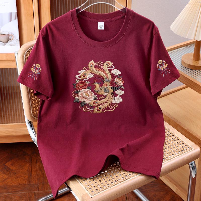 2026 Summer Unisex Pure Cotton Short Sleeve T-shirt with Chinese Style Print