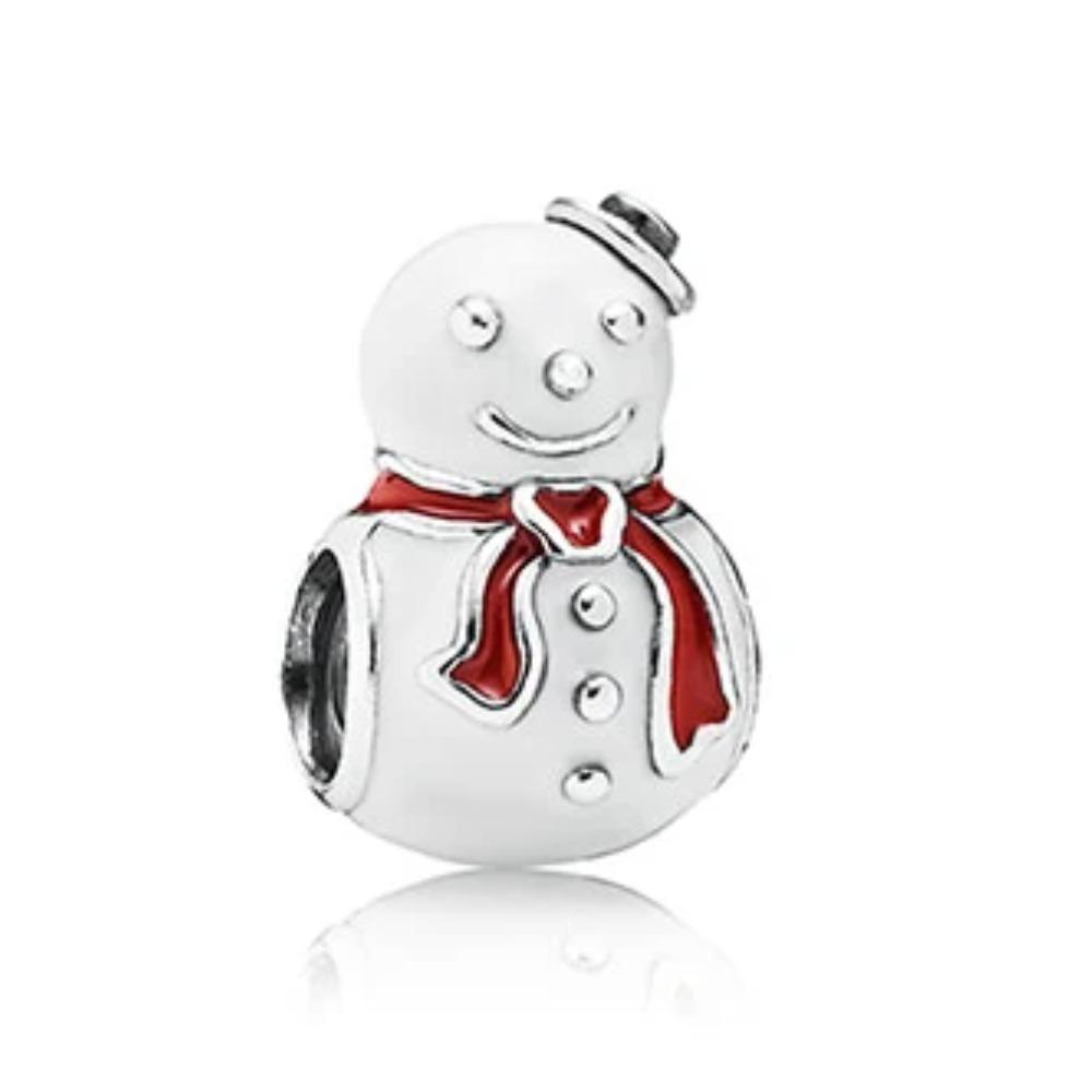 925 Silber Weihnachtsglocke Schneemann Anhänger Perle für Charms Armband Schmuck Zubehör Geschenk