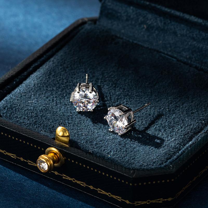 Simple and Elegant Women's Zircon Stud Earrings Niche High-end Earrings Cross-border Trade Export Earrings Fashionable Small Earrings