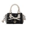Childrens Retro Bow Printed Crossbody Bag With Bow And Metal Heart Decoration