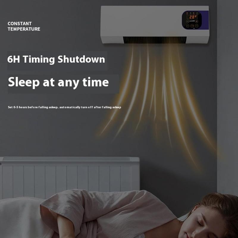 Wall Heater Electric Space Heater Quick Heating Remote Control Household Heater for Bedroom Garage Office Household