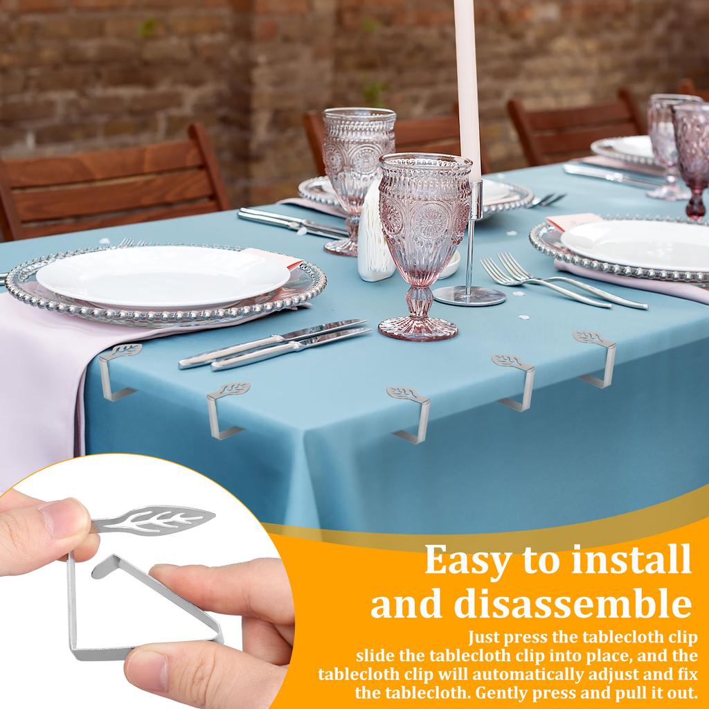40Pcs Tablecloth Clips Stainless Steel Leaf Shape Table Cloth Cover Clamps Portable Adjustable Tablecloth Holder Clips for Home