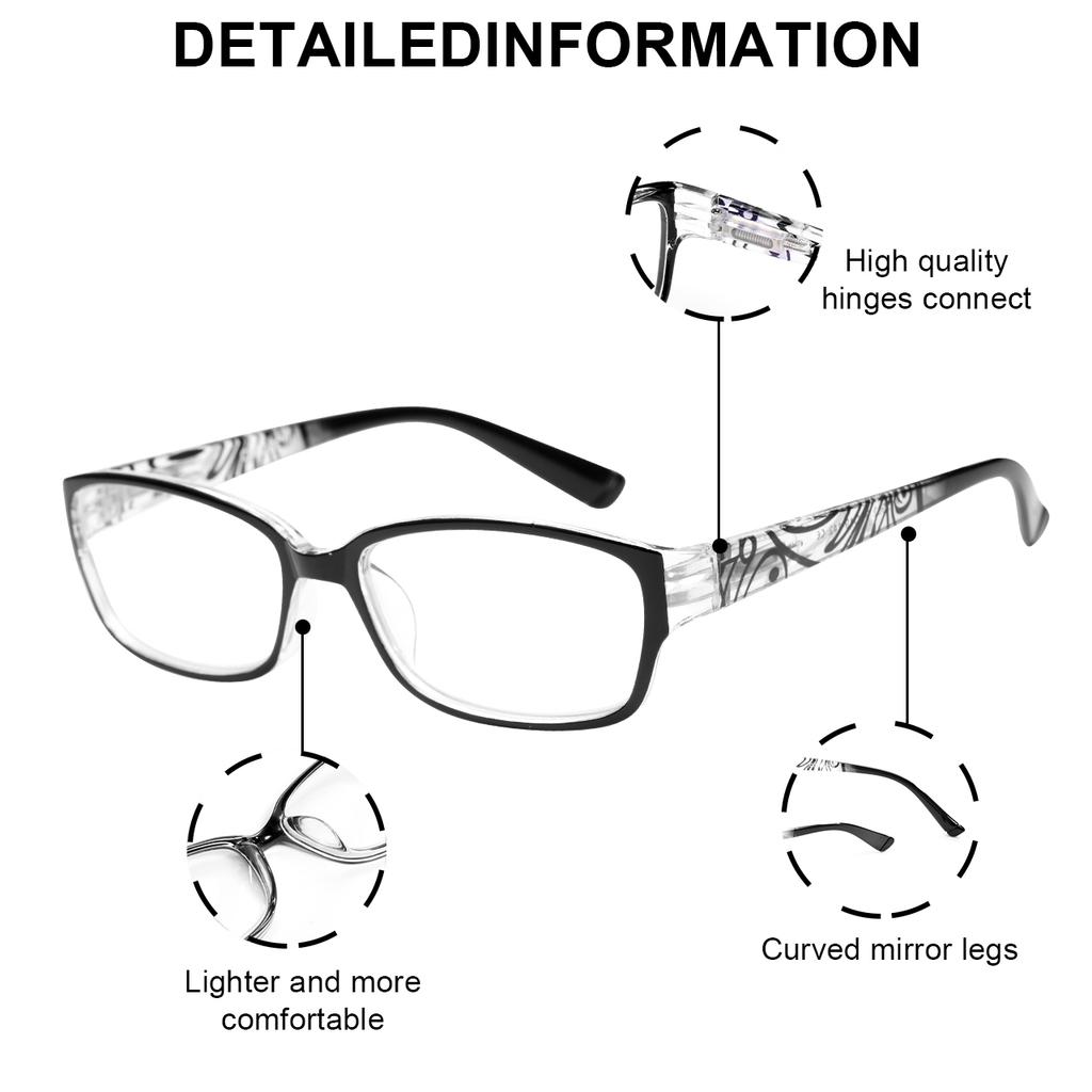 Blue Light Blocking Reading Glasses for Women Fashion Printed Decorative Design Ideal for Elderly Reading Use