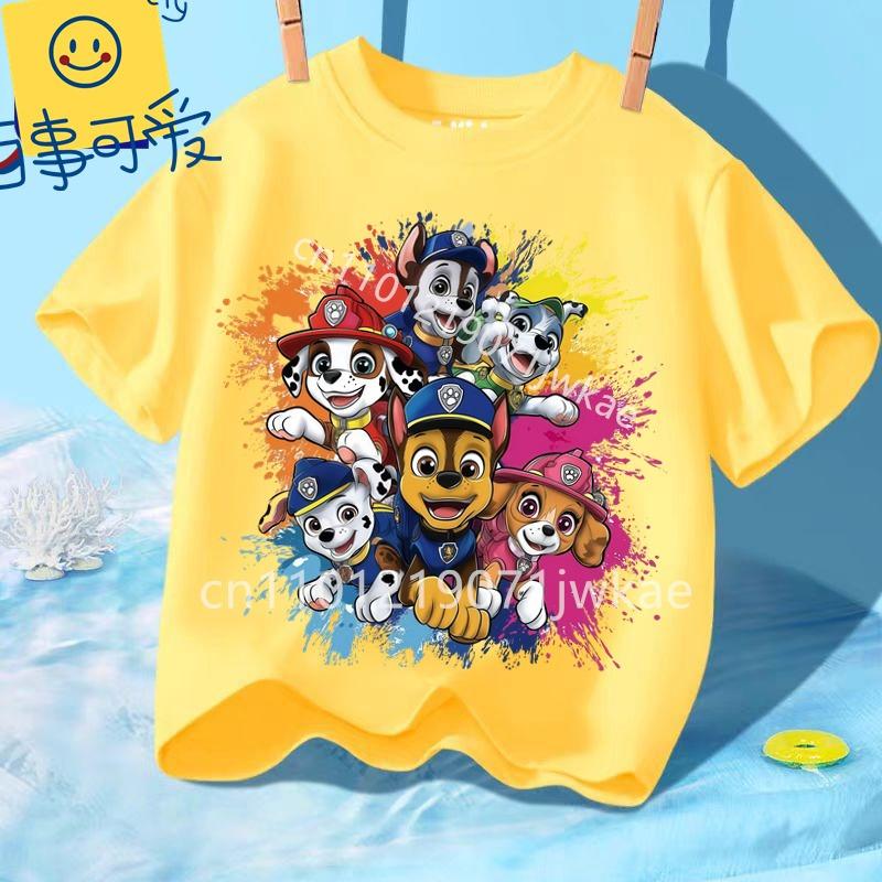 Kids Paw Patrol Cartoon Graphic Baby T Shirt Cotton Casual Short Sleeve Tee Boys and Girls 2026 Summer Toddler Clothing Tops