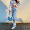 Zebra Pattern High Waist Women'S Jeans 90s Streetwear Trousers Baggy Leg Pants Denim Capris