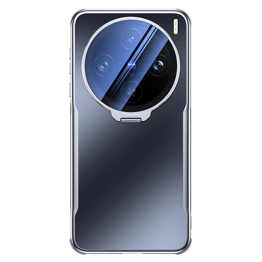 

For vivo X100 Pro 5G Phone Case Shockproof TPU PC Back Cover with Lens Kickstand Black