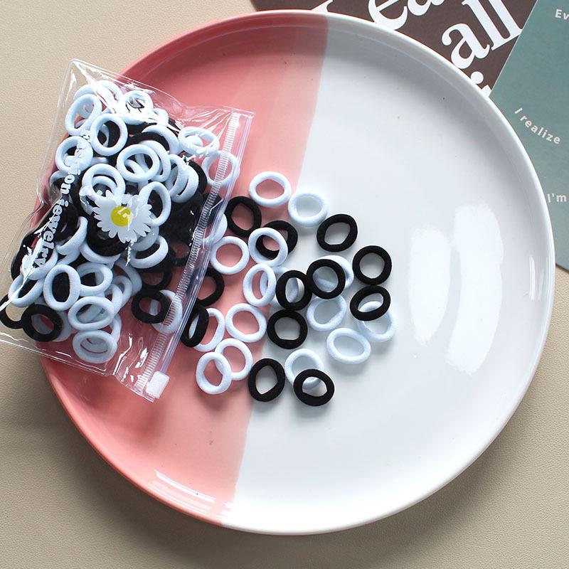 

100 шт./лот Эластичные резинки для волос для девочки, резинка, белая, черная, цветная, маленькие резинки для волос, повязка на голову, детские аксессуары