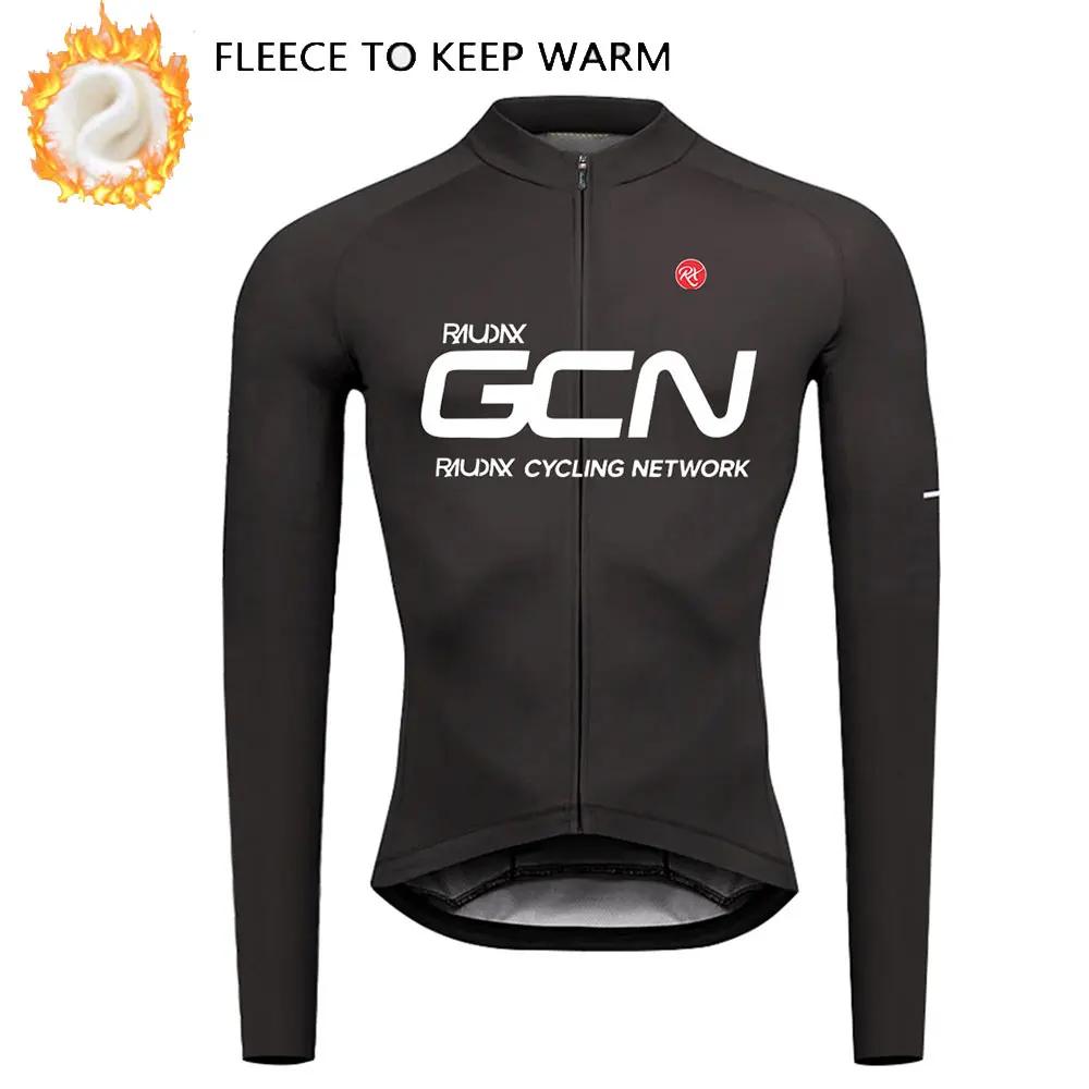 RAUDAX GCN Bike Team Winter Long Sleeves Cycling Clothing Men's Thermal Fleece Cycling Jersey Set Moutain Road Bike Uniform