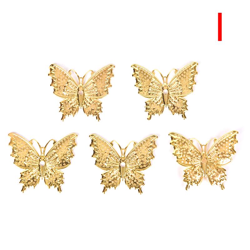 50Pcs/Set Gold Metal Filigree Hollow Butterfly Charms Craft Diy Jewelry Making